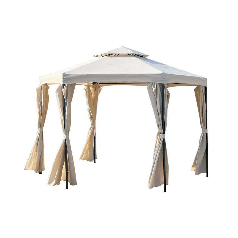 Outdoor Beige quadratische Doppel -Top -Terrassenpavillon