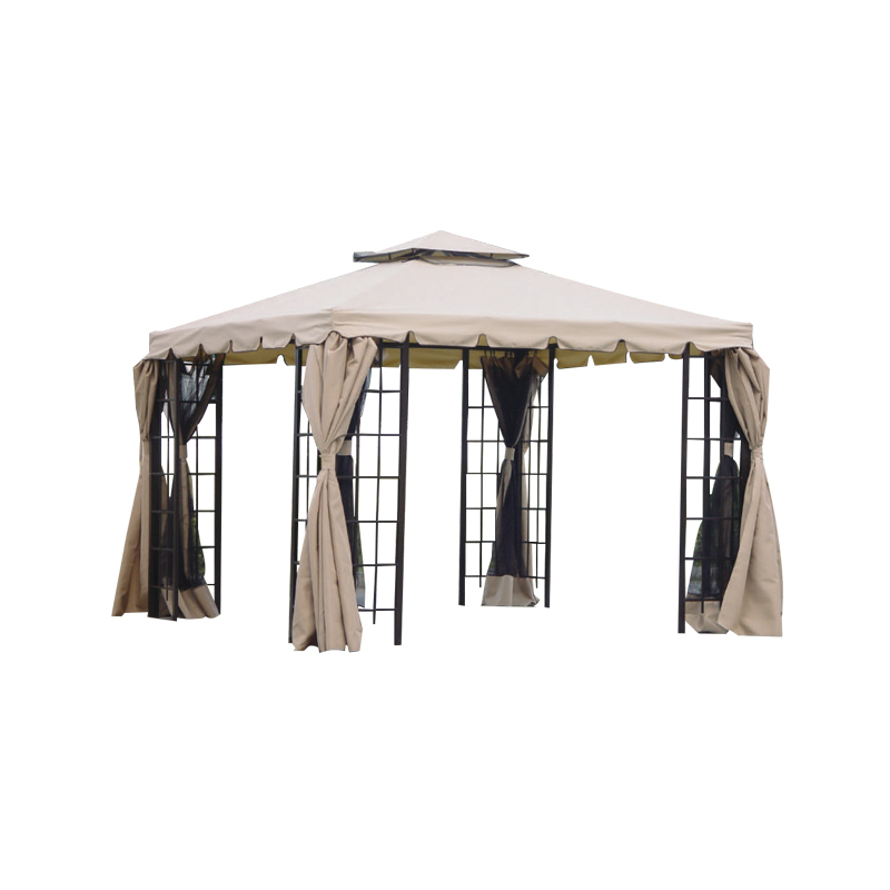 Metallrahmen Doppel -Top -Terrassen -Pavillon mit Netzvorhängen